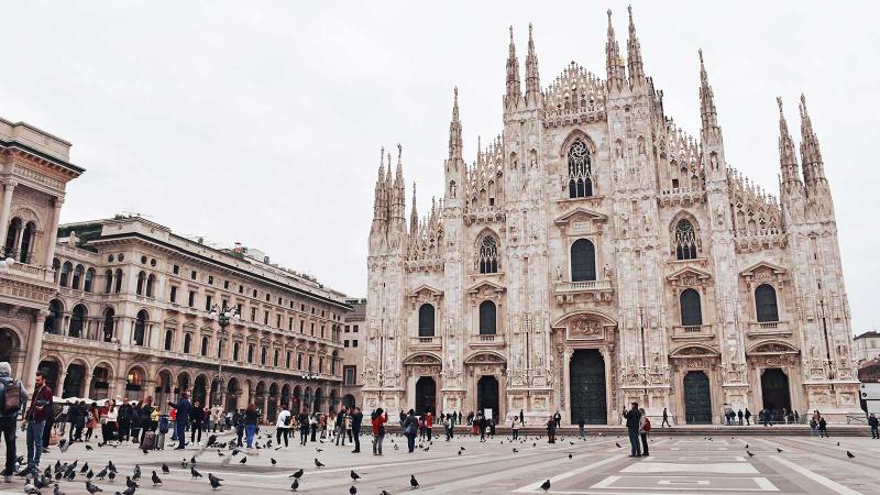 Image of cream stone buildings in Milan
