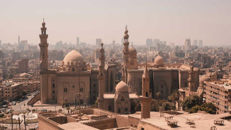 Al-Rifai Mosque with skyline of Cairo in background